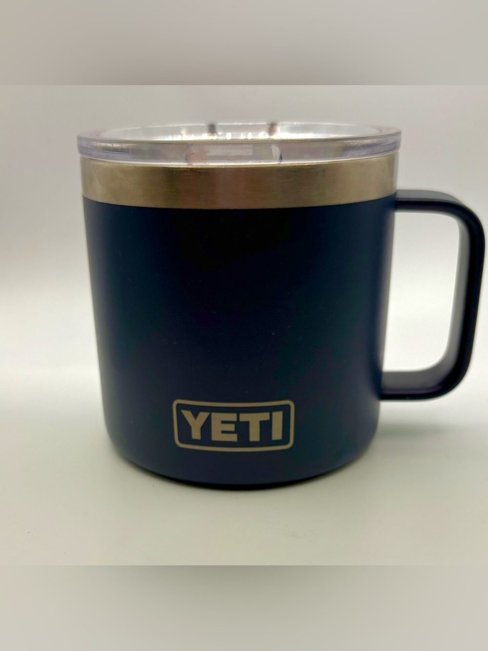 Yeti Navy Blue Travel Mug with Clear Lid and Handle
